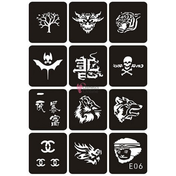 Sabloane de corp pentru tatuaje temporare Henna SHT055, set 12 bucati